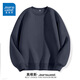 真維斯（Jeanswest）衛衣男春秋冬款加絨加厚2026新款寬松圓領(lǐng)冬裝保暖內搭長(cháng)袖上衣服 藏青 純色 4XL