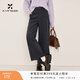 香影灰色格子毛呢闊腿褲女2025冬季新款高腰寬松直筒九分休閑褲子 深灰 XL 170/72A/125-140斤