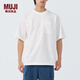 MUJI MUJI  男式?jīng)龈须p層編織寬版T恤短袖打底衫男裝夏季AB07CC4S 白色 S 165/84A