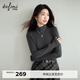伊芙麗（eifini）朱珠代言伊芙麗2025新款半高領(lǐng)羊絨打底衫秋冬厚款保暖內搭T恤女 深灰 半高領(lǐng) S 80-100斤