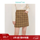 茵曼（INMAN）【商場(chǎng)同款】復古撞色小A短裙2025春秋女裝新款百搭格紋半身裙 咖啡色 M