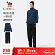 駱駝（CAMEL）立領(lǐng)運動(dòng)套裝男棉感休閑運動(dòng)服兩件套 J15CAXLN008 暗鈷藍 XL