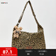 三福包包豹紋女斜挎包大容量大包女款單肩包通勤包包女式2025新款 棕色豹紋 大