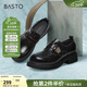 百思圖（BASTO）【暗夜精靈】百思圖秋新款英倫風(fēng)樂(lè )福鞋小皮鞋女單鞋BG254AM5 黑色 37