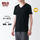 MUJI MUJI 男式 棉冬季V領(lǐng)短袖T恤打底衫肌底衣秋衣保暖內衣FA199C3A 黑色 M（170/92A）