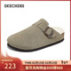 斯凱奇（Skechers）勃肯鞋女士秋冬加絨保暖一腳蹬涼拖鞋復古百搭平底休閑鞋158831