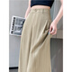 SNOWTREE天絲亞麻卡其色闊腿褲女2026年夏季薄款氣質(zhì)簡(jiǎn)約冰絲棉麻直筒褲子 卡其色小個(gè)子 S （建議86-95斤）