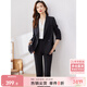 尚都比拉正裝職業(yè)西裝套裝女春秋氣質(zhì)小西服外套九分褲兩件套 黑色 XL 