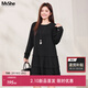 MSSHE【松弛感蛋糕裙】大碼女裝2026春季胖mm巨好看顯瘦連衣裙子 黑色現貨 2XL