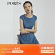 PORTS寶姿商場(chǎng)同款新品女裝氣質(zhì)純色修身短袖連衣裙LL8N021RWE005 灰燼藍 L (8)