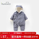 歡喜小熊 嬰兒衣服冬季純棉加絨哈衣爬服嬰幼兒燈芯絨保暖冬裝寶寶連體衣 灰色 80cm (建議10-18月身高73-80cm)