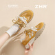 ZHR德訓鞋女春秋時(shí)尚拼接休閑鞋女百搭輕便女鞋 KS129黃色37