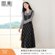 香影復古格子假兩件連衣裙女2026春季新款收腰拼接學(xué)院風(fēng)中長(cháng)裙子 深灰 M 160/84A/95-110斤