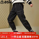 ASK JUNIOR男童褲子秋冬兒童保暖長(cháng)褲復古百搭牛仔褲 黑色 160 