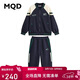 MQD童裝上衣+褲男大童秋季學(xué)院風(fēng)拼接插肩袖棒球領(lǐng)套裝 藏青 130