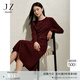 玖姿·安娜蔻簡(jiǎn)約高級感安可拉紅假兩件羊毛連衣裙女春季 酒紅 XL