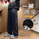 雅鹿美式褲子男秋冬季新款寬松潮流直筒抽繩束腳運動(dòng)衛褲加絨 黑色【X366不加絨高品質(zhì)27】 L 110-130斤