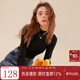 三彩冬款純色坑條針織衫木耳邊半高領(lǐng)修身打底內搭簡(jiǎn)約女 經(jīng)典黑 S