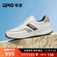 零度男鞋2025新款男士運動(dòng)休閑鞋日常百搭拼接條紋輕便軟底潮流百搭 白色 41