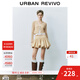 UR春季新款女裝休閑V領(lǐng)系帶超短款針織開(kāi)衫UYY950022 淺卡其 M