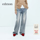 edition牛仔褲女土耳其棉帥氣工裝闊腿褲休閑長(cháng)褲 牛仔藍色 M (27)