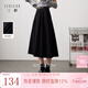 三彩2025冬季新款高腰半身裙磨毛A字裙顯瘦中長(cháng)裙大擺傘裙女 經(jīng)典黑 S 155/64A