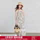 初語(yǔ)復古印花寬松連衣裙女2025夏季新款萊賽爾吊帶中長(cháng)度假裙 米杏色 S