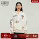 Teenie Weenie小熊女裝時(shí)尚簡(jiǎn)約風(fēng)春季十字繡連帽衛衣寬松柔軟上衣 象牙白 S