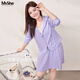 慕姍詩(shī)怡（MsShe）【輕運動(dòng)休閑套裝】大碼女裝2026春裝胖mm雙拉鏈衛衣A字短裙 【上衣+短裙】冷灰紫色現貨 XL