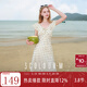 三彩2025夏季新款提花連衣裙波點(diǎn)印花荷葉邊收腰長(cháng)裙法式M 米白色花卉 L 165/88A
