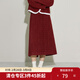獨束大碼女裝時(shí)尚套裝女冬紅色半身裙氛圍感優(yōu)雅大氣時(shí)尚兩件套 半身裙 M