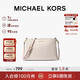 MICHAEL KORS新年禮物輕奢MK女士包TRISHA老花斜挎包方包 中號 香草白/淺粉