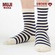 MUJI MUJI 女式 合腳直角 均碼襪 DAJ02C0A 燕麥色X橫條 23-25cm/36-40碼
