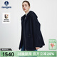 Navigare意大利小帆船中長(cháng)款毛呢大衣女2025秋冬季新款純羊毛連帽風(fēng)衣外套 海軍藍 L