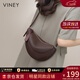 viney羊皮包包女包輕奢斜挎包品牌單肩包生日三八38女神節禮物老婆 【咖啡色】3.8節送媽媽實(shí)用高檔馬鞍包 時(shí)尚百搭休閑洋氣小眾新月包