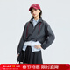 美特斯邦威夾克女2026春季新款寬松潮流半開(kāi)領(lǐng)假兩件拼接撞色外套 灰色組 S 155/80A