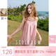 三彩2025春季新款櫻花吊帶裙無(wú)袖連衣裙寬松長(cháng)裙度假M