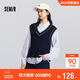 森馬（Semir）[商場(chǎng)同款]長(cháng)袖襯衫女襯衣V領(lǐng)背心2025春寬松兩件套101125105011