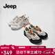 Jeep復古運動(dòng)鞋女透氣網(wǎng)面時(shí)尚平底德訓鞋舒適輕便跑步鞋 灰黑色  38