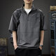 啄木鳥(niǎo)短袖t恤男2026夏季薄款寬松大碼半袖男款半拉鏈潮流立領(lǐng)5分上衣服 9501灰色 L /125-155斤