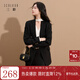 三彩2025秋季新款休閑西裝外套收腰西服雙排扣通勤Z 經(jīng)典黑 L 165/88A