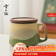 兮元記創(chuàng  )意窯變綠馬克杯陶瓷水杯帶蓋大容量男女辦公杯復古咖啡杯早餐杯 窯變綠C把木蓋矮杯320ml
