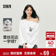 森馬（Semir）長(cháng)袖T恤女秋季蕾絲一字領(lǐng)純棉oversize印花2025上衣10A525101005