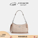 蔻馳（COACH）【禮物】奧萊女士女包經(jīng)典標志老花TERI單肩斜挎包麻將包 SV/沙黃色/灰褐色