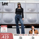 Lee【張凌赫代言】25早秋冬新427標準喇叭加厚加絨深藍女保暖牛仔褲 深藍色 26