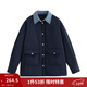 茵曼（INMAN）假兩件牛仔襯衫領(lǐng)棉衣女2025冬季時(shí)尚百搭寬松保暖夾棉外套 深藍色 M