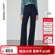 朗姿新款氣質(zhì)高腰顯瘦通勤職業(yè)闊腿西裝褲直筒春季新款長(cháng)褲西褲女 暮色藏藍色 S
