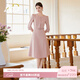 AD大方得體的裙子輕奢高級感粉色連衣裙氣質(zhì)女神范西裝裙圓領(lǐng)傘裙 粉色連衣裙 M