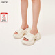SMFK預售WAVE高跟運動(dòng)拖鞋SL002B1厚底增高時(shí)髦一字拖9.5cm明星同款 奶白色 偏大一碼 38