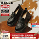百麗（Belle）復古抓皺牛皮樂(lè )福鞋女2026春新商場(chǎng)同款質(zhì)感JK樂(lè )福鞋E9M1DAA6 黑色 36 (230mm)
